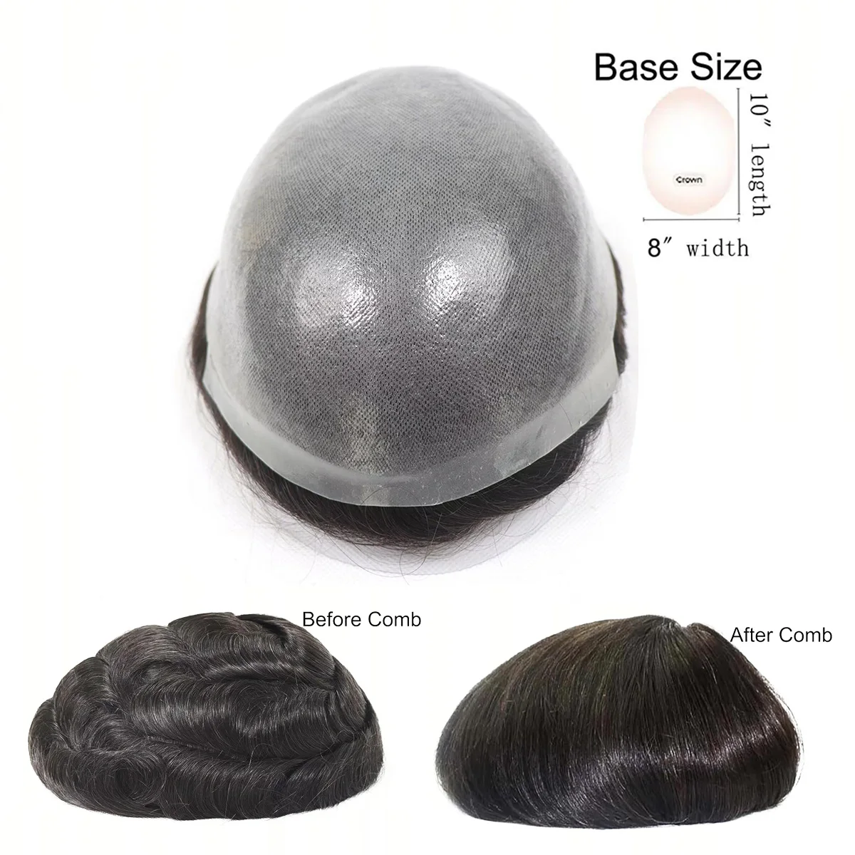Rambut Manusia Rambut Palsu Kulit Tipis Garis Rambut Alami Prostesis Rambut Pria Prostesis Kapiler Simpul Ganda Sistem Rambut Wig Pria Realistis