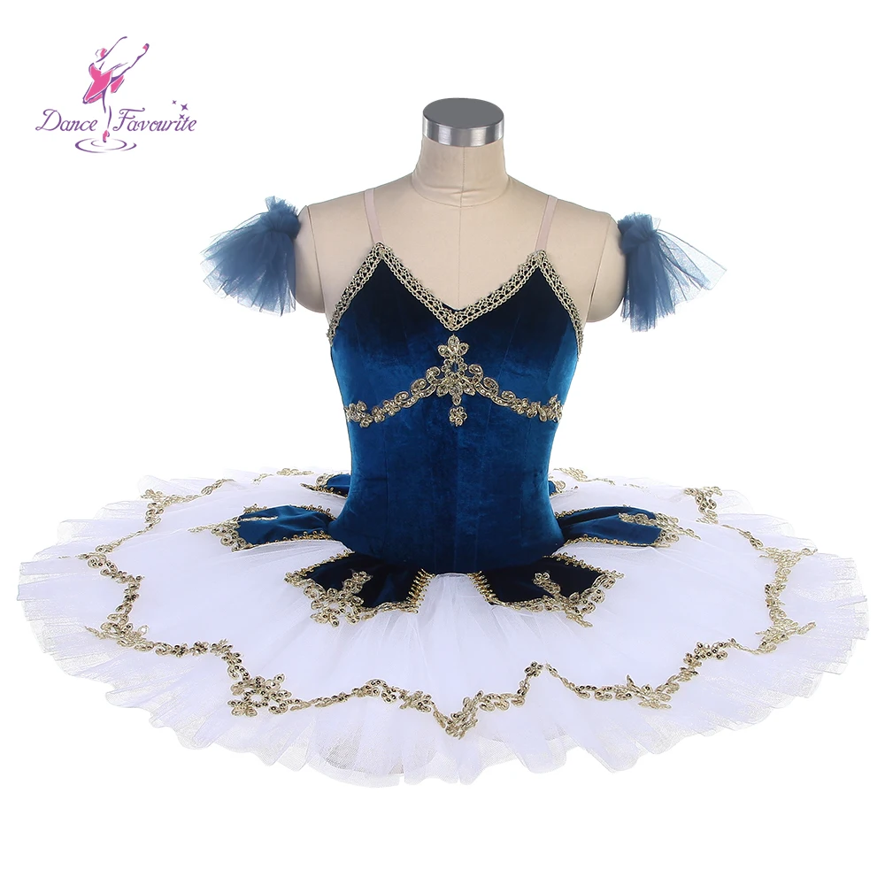 Dance Favourite Ballet Tutus BLL585 Pre-professional Costumes Blue  Bodice With Gold  Applique Ballerina Tutu