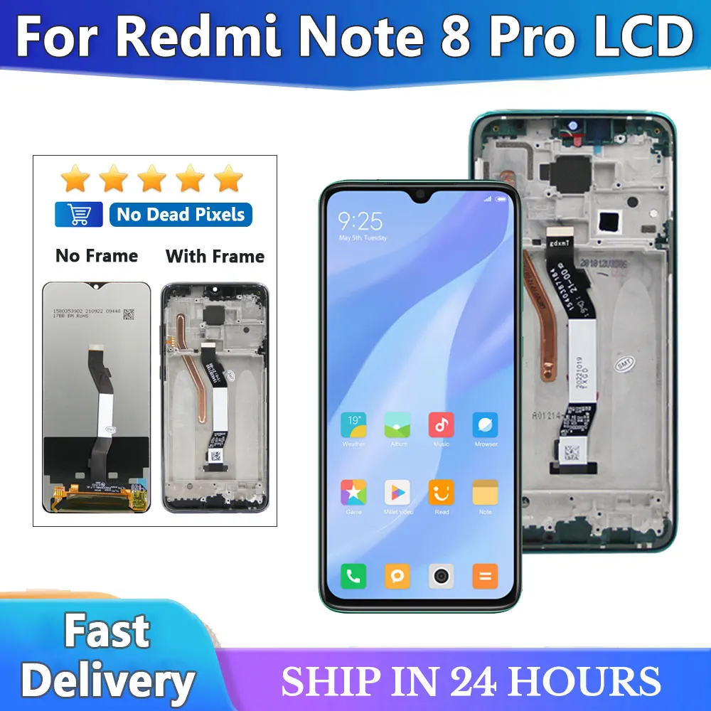 

6.53'' Note8 Pro Display for Xiaomi Redmi Note 8 Pro 2015105 M1906G7I Lcd Display Touch Screen Digitizer Assembly Replacement