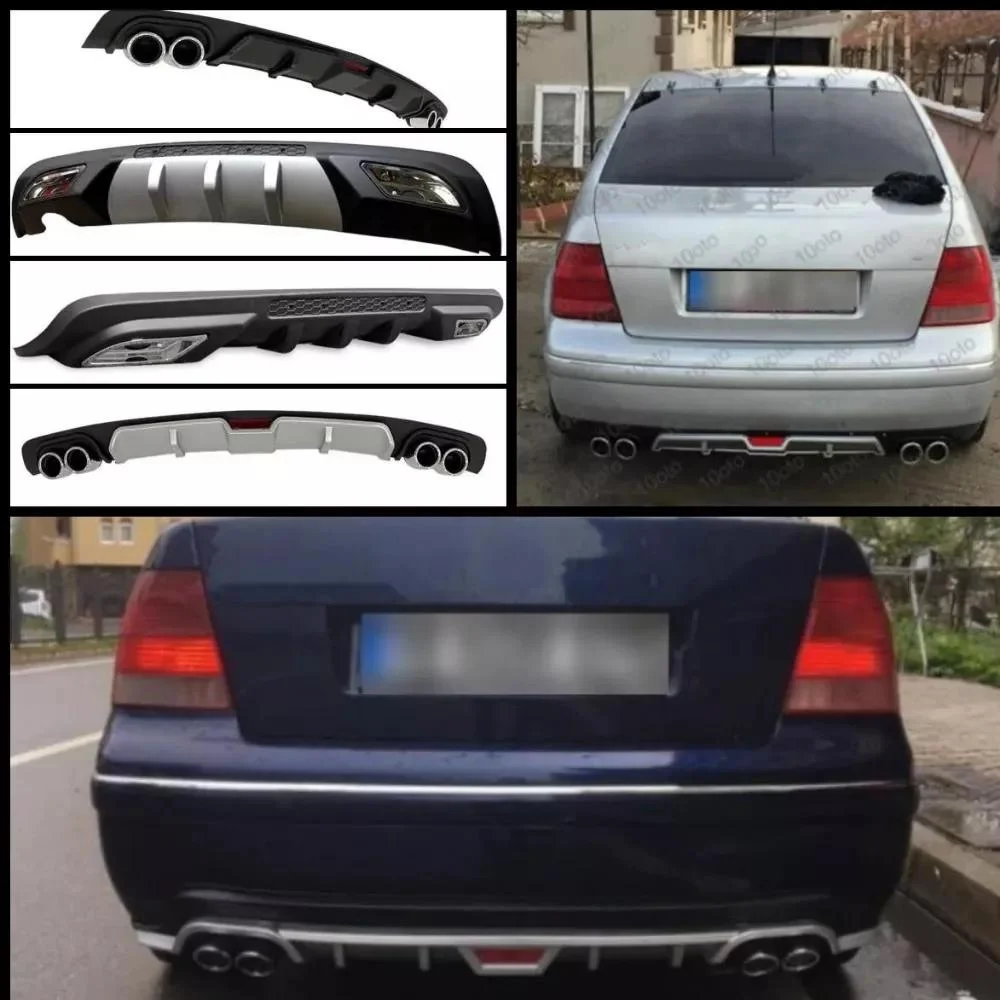 Car Rear Bumper Diffuser Black ABS Plastic Car-Styling Spoiler Deflector Body Kit Splitter Lip For VW Volkswagen Bora Jetta MK4