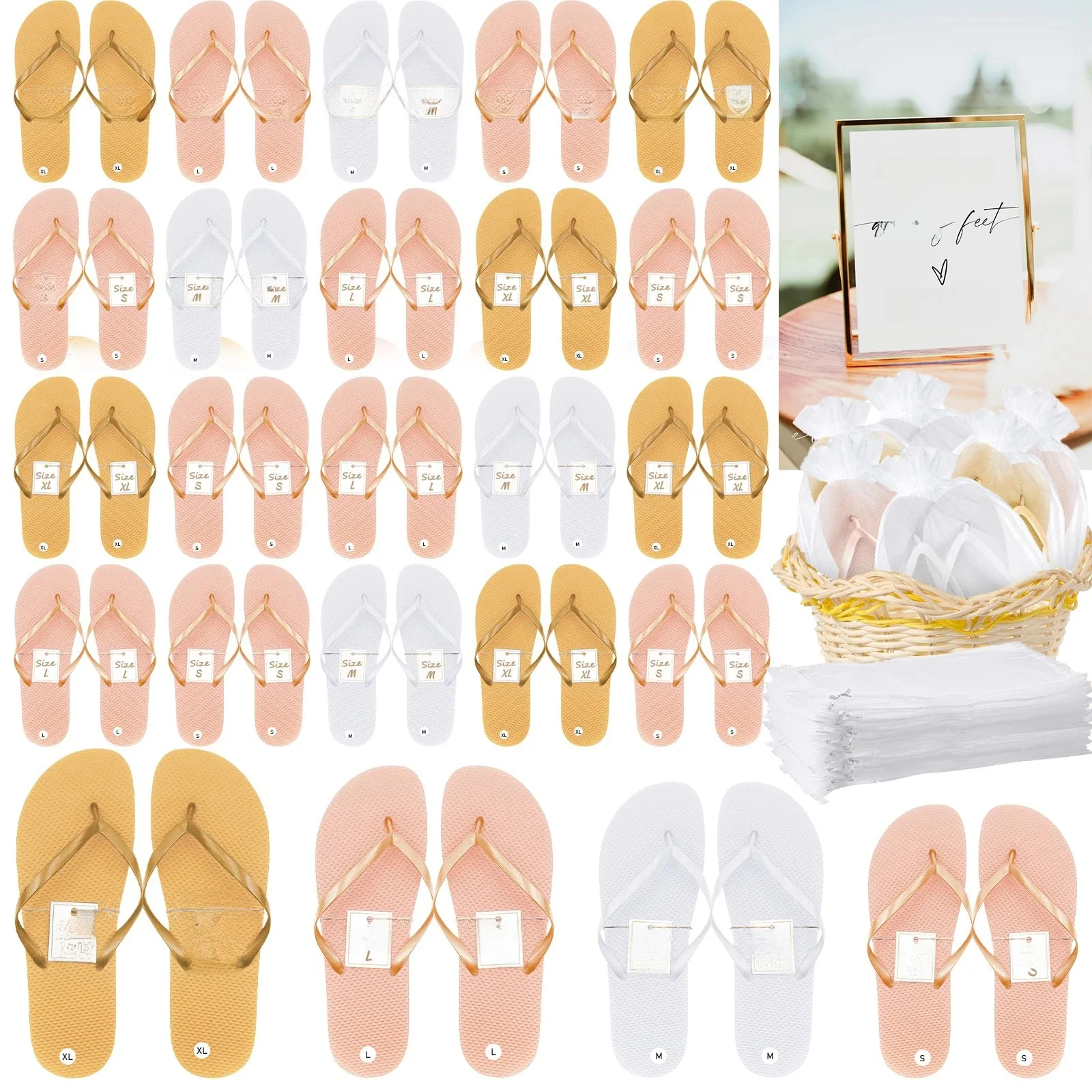 6-100Pairs Slippers Bulk Bruiloft Danding Schoenen Slippers Bruiloft Gunsten Geschenken voor Gasten Vrijgezellenfeest Sandalen - afbeelding 2