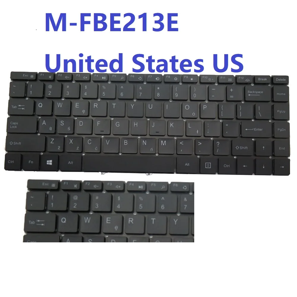 Laptop United States US Frameless Keyboard For Mediacom For FlexBook Edge 2 M-FBE213E With Backlit Black