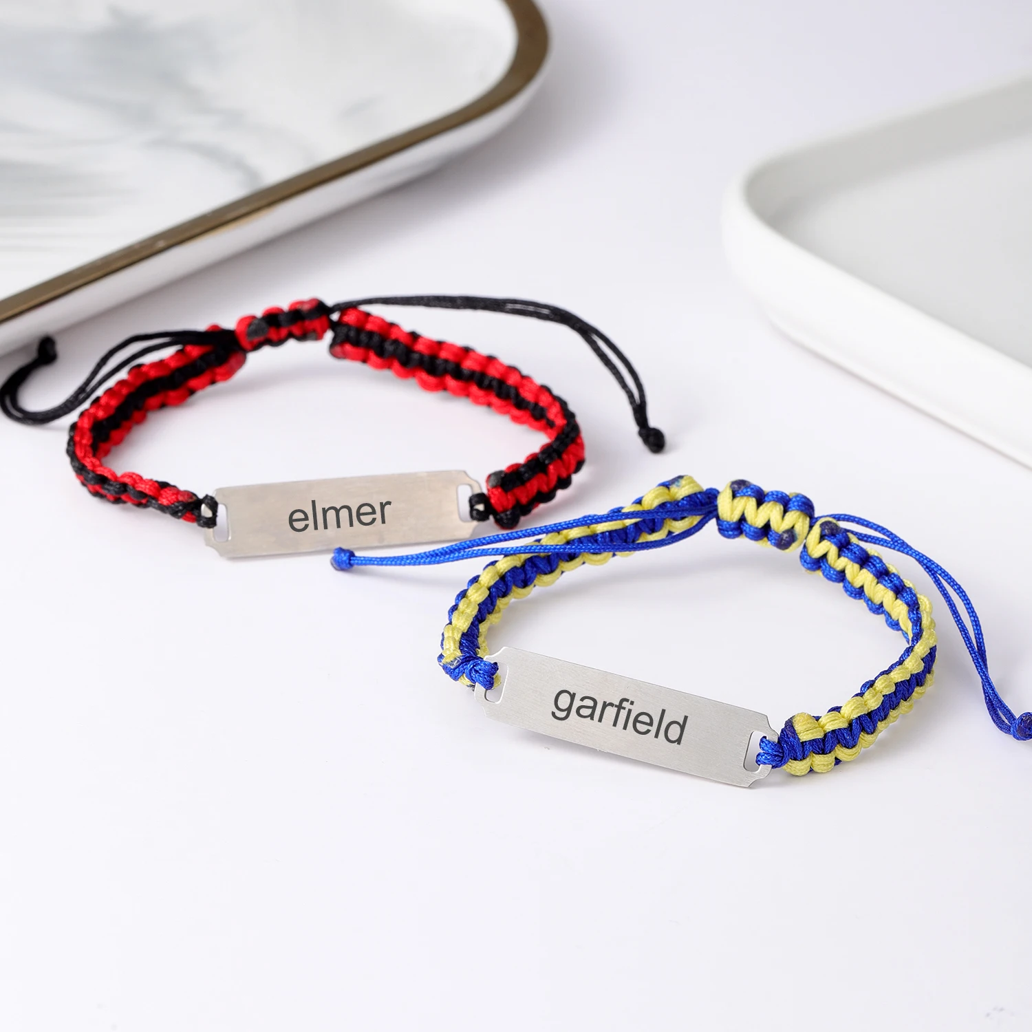 Horizontal Strip Custom Name Colorful Handmade Rope Chain Bracelet Personalized Just Put Couple Bracelet Best Gift For Lovers