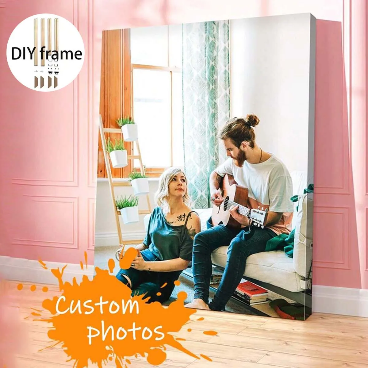 Custom photo canvas prints, available with a wooden frame or frameless poster, suitable as a Valentine's Day gift.