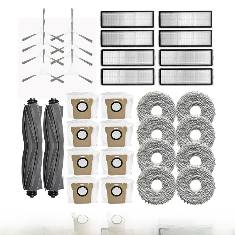 Pièces de rechange compatibles avec Dreame Bot L20 Ultra / X20 Pro / L30 Ultra, accessoires, brosse latérale principale, filtre Hepa, sac à poussière pour vadrouille