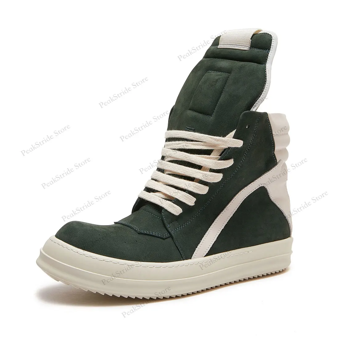 أحذية رياضية عالية الجودة للرجال والنساء، جلد بلوري، أحذية كاحل بسحاب أخضر، أحذية رياضية مسطحة، طراز مصمم فاخر #3