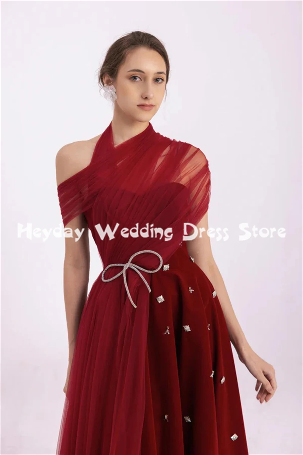 Heyday Women's Velour Halter Beaded A Line Pleats Evening Dresses With Sleeveless Floor-Length Formal Elegant Dresses 2025