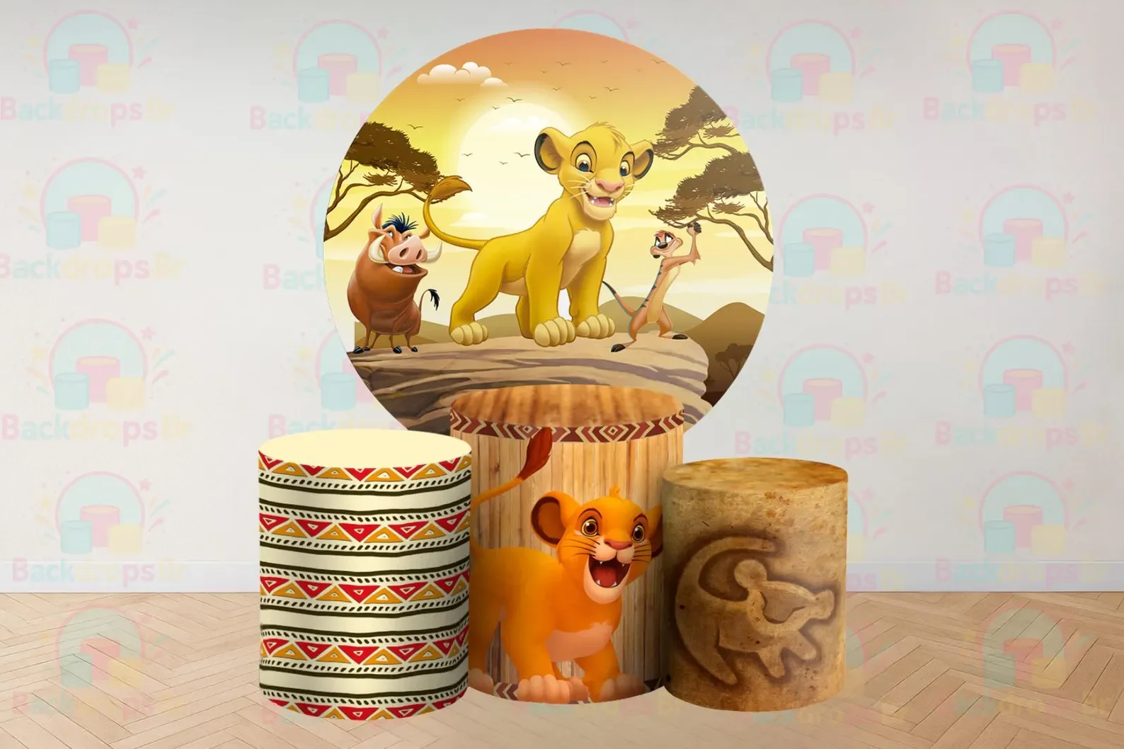 Lion Safari Backdrop Anime Round and cylinders covers  Party Cartoon Decoration Baby Shower Photo Photography B