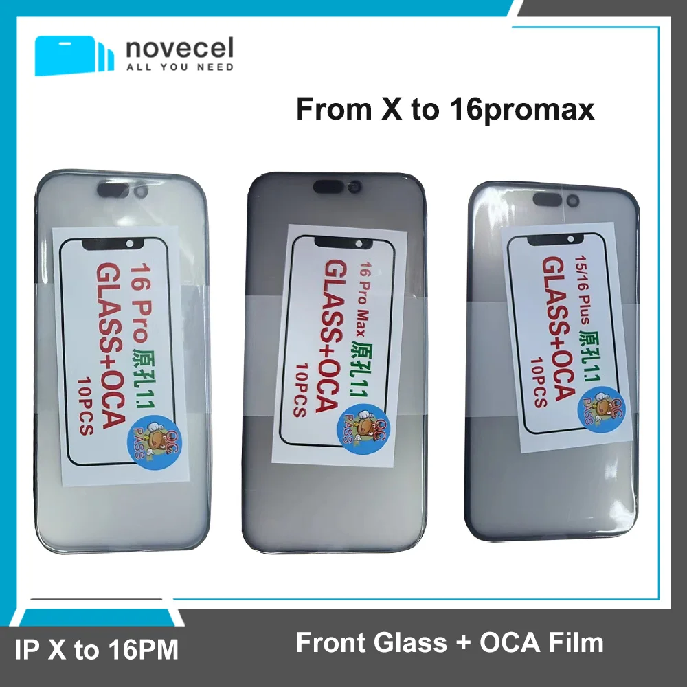 5pcs 16 pro max OEM Outer Glass with OCA Glue for Apple iPhone 16 15 14 13 12 11  pro Xs max XR Screen Touch Panel  Repair