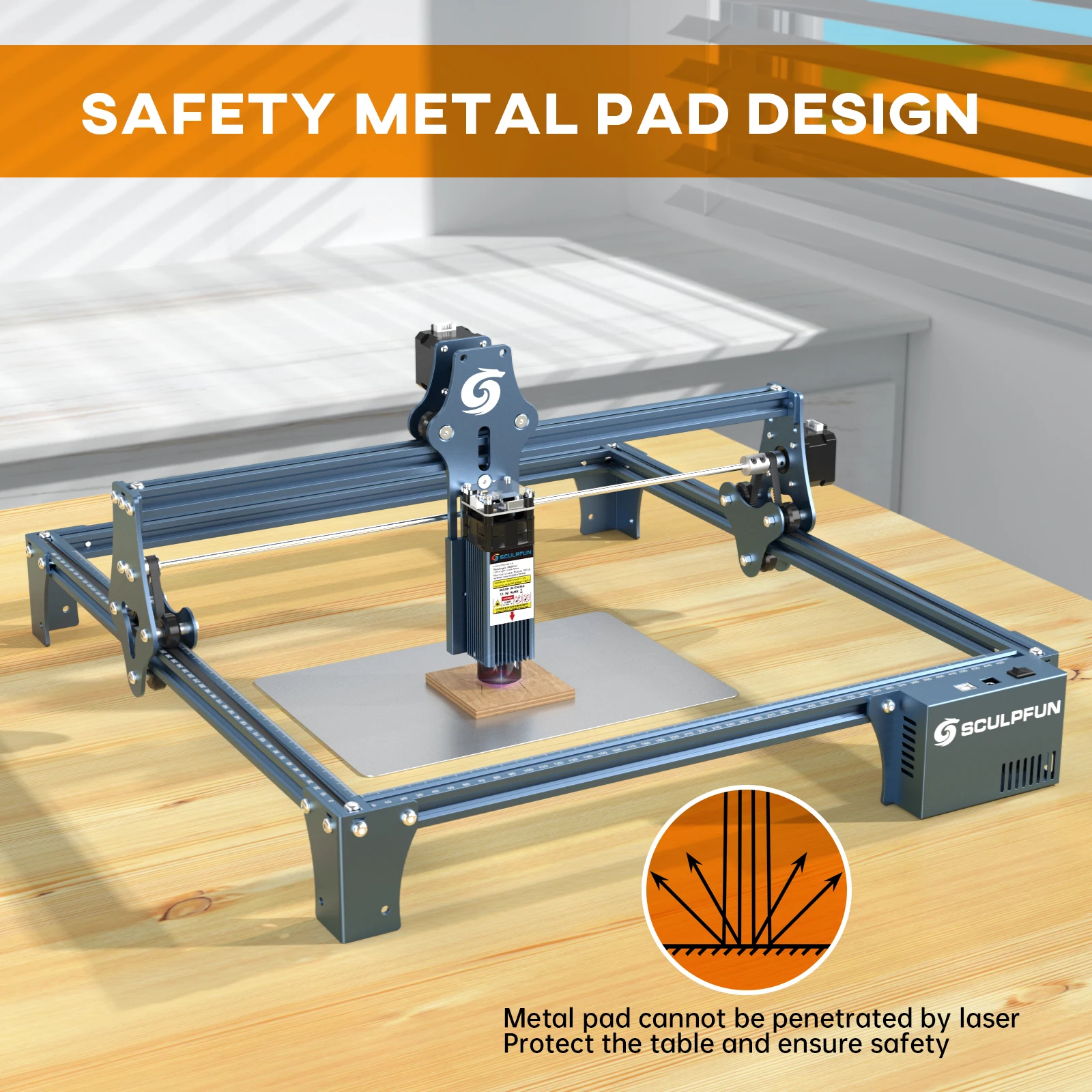 Imagem -06 - Máquina de Gravação a Laser Raio de Laser Ultra-fino Tecnologia de Moldagem 410x420 mm Gravador a Laser Máquina de Corte Sculpfun-s9