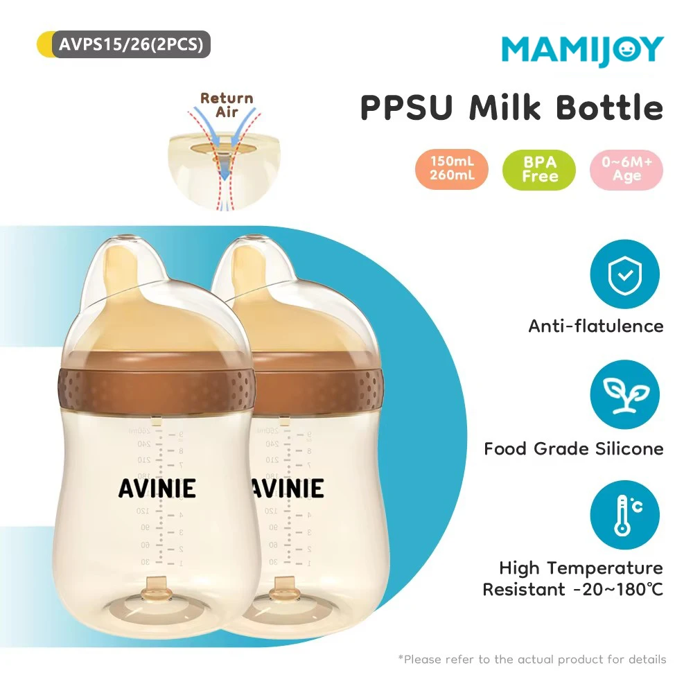 

MAMIJOY 2PCS 150/260ml Baby bottles PPSU Baby Bottles Kids Teeth Guard Feeding Bottle Antifall Bottom Newborn bottles AVPS15/26