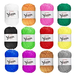 Set 12 x 25g (52.5Yard) Skeins/Bonbons DK Knitting/Crochet Yarn Assorted Colors 100% Acrylic Thick Soft Yarn Skeins for Cro