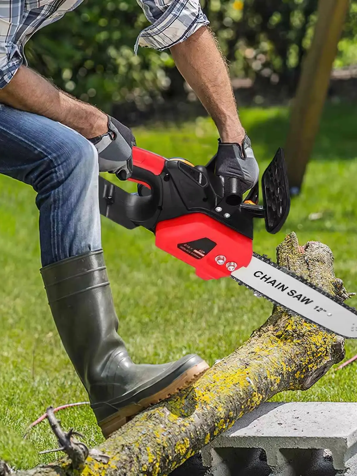 12-Zoll-Hochleistungs-3500W-Bürstenlose Elektrokettensäge mit Öler, kabelloses Garten- und Holzbearbeitungswerkzeug für Makita 21V-Akku