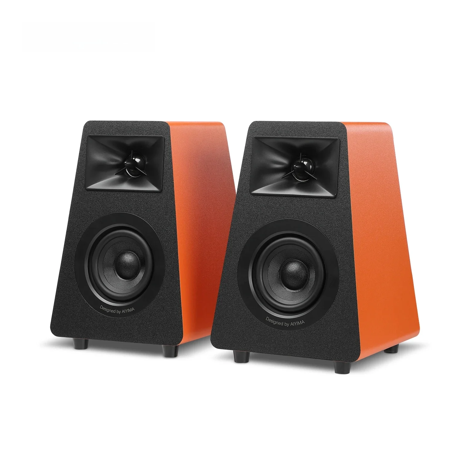 AIYIMA S30 haut-parleurs d'étagère actifs Bluetooth 5.3 en bois 100W moniteur de Studio haut-parleurs Hifi Home cinéma caisson de basses Orange/blanc