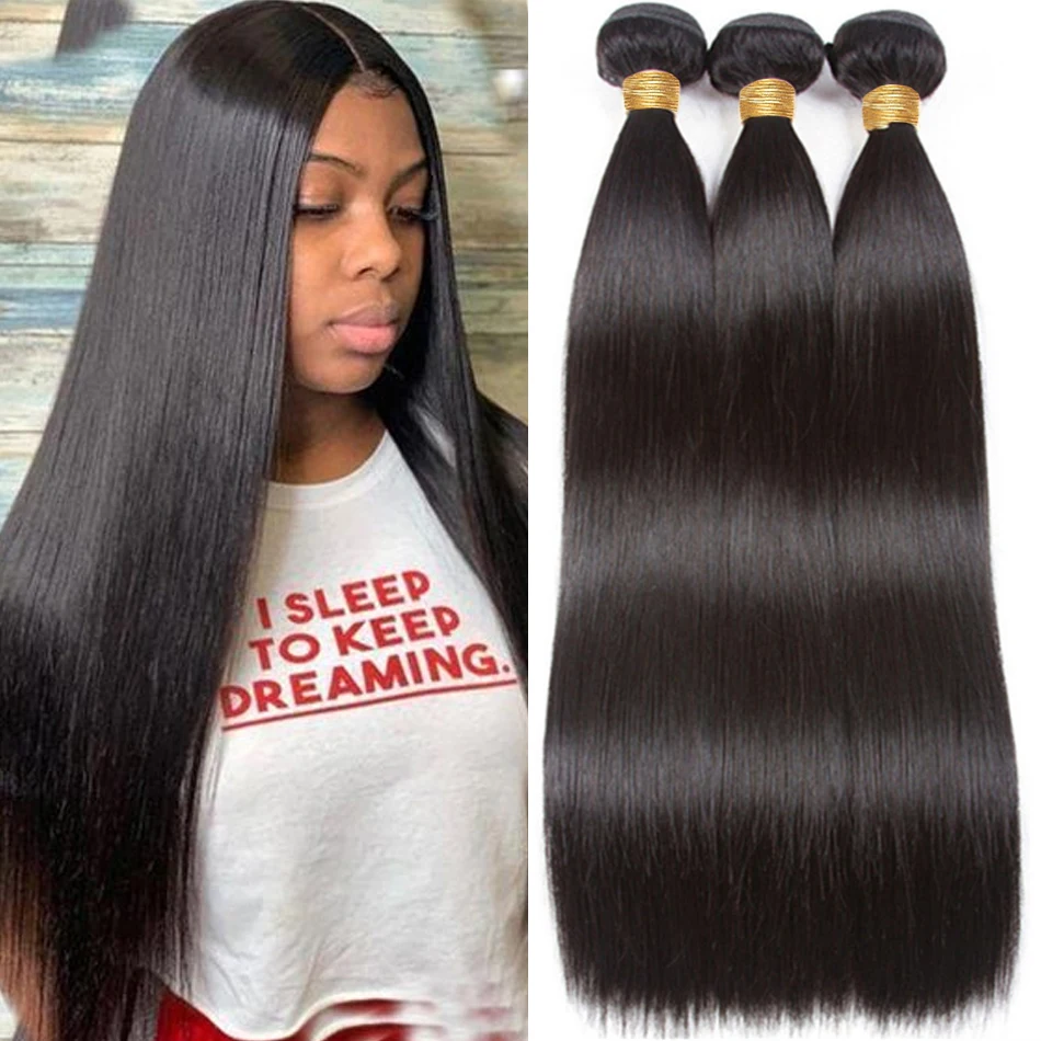 Tissage Straight Hair 1/3/4 Bundle Deals Brazilian Weave Human Hair Bundles 12A 8-26 Inch Virgin Hair Extensions For Black Women