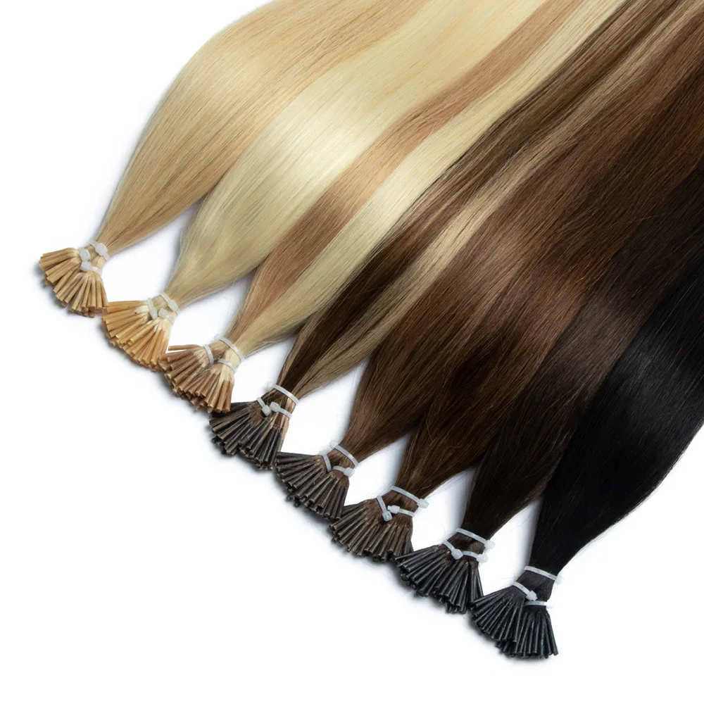 Keartin I Tip Hair Extensions Human Hair Keratin Tip Hot Fusion Human Hair Extensions Black Blonde Brown PreBonded Hair 50pcs