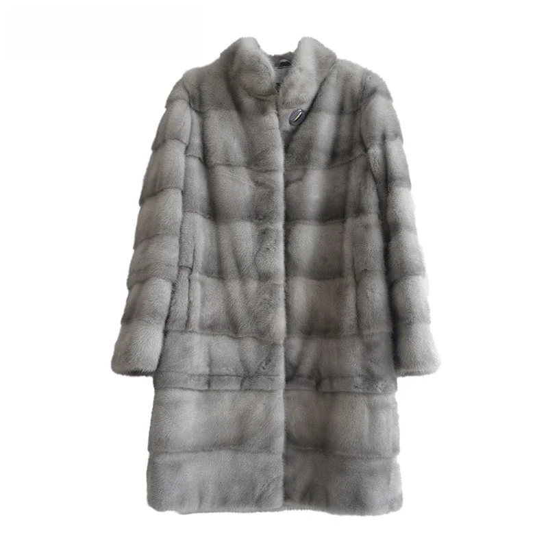 Fancy Rani Echt Nerz Pelzmantel Natürliche Frauen Winter Lange Leder Jacke Luxus Weibliche Kleidung 2023 Nerz Pelzmantel Frauen Förderung
