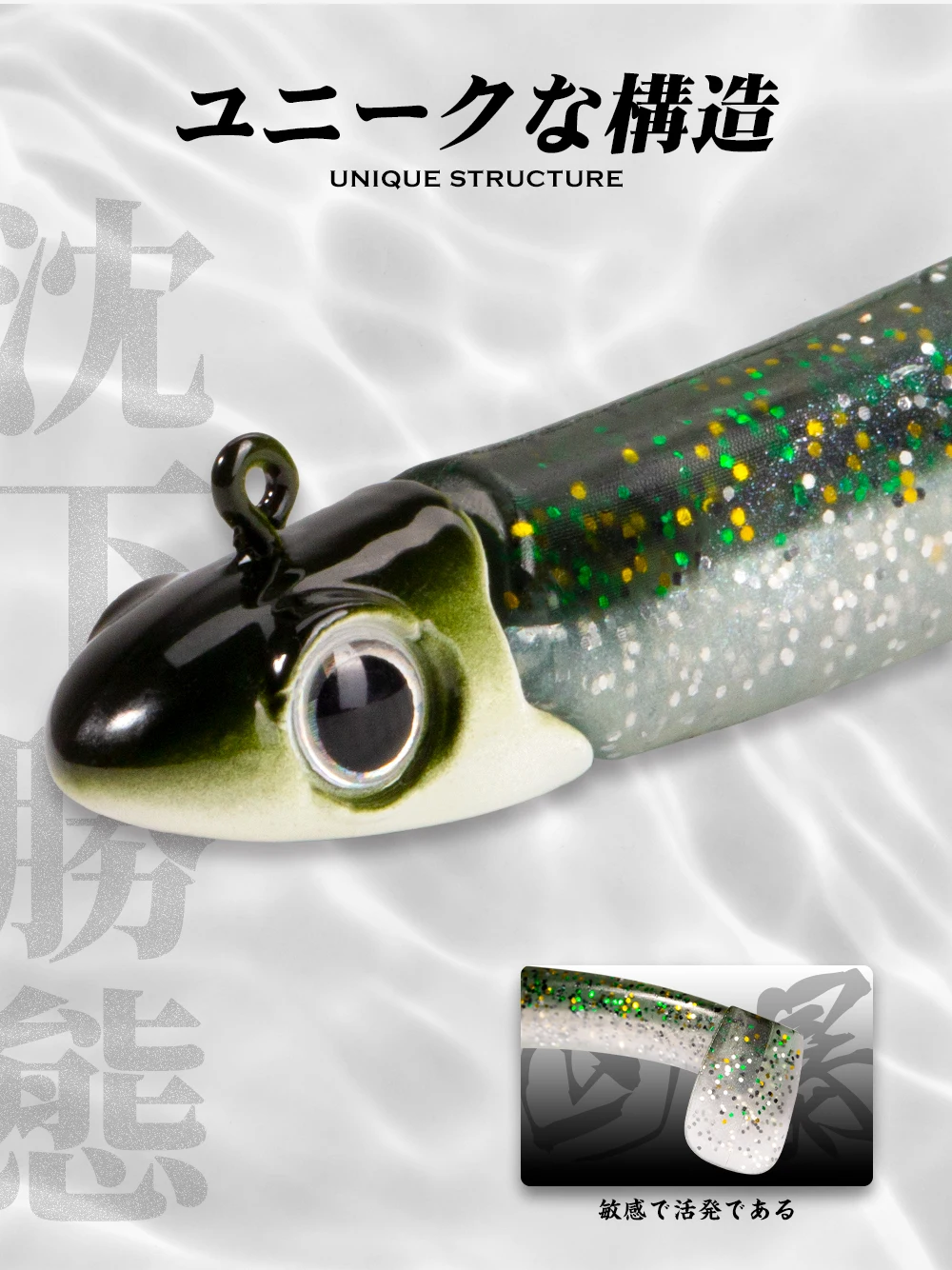 Hunthouse Jig Head Soft Fishing Lure Sinking Black Minnow Wobblers 100MM/10G Slow Saltwater For Bass GT Tackle LW247 – Detail 4
