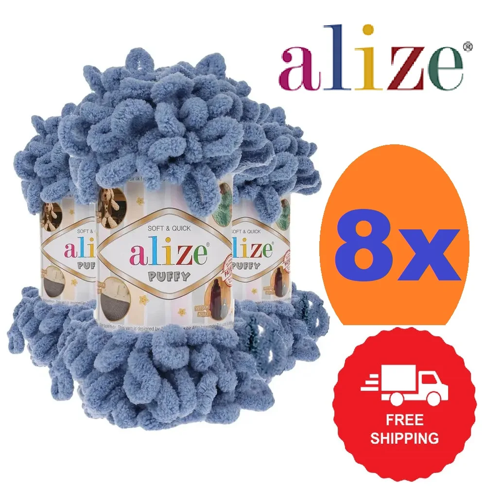 Alize Puffy - 8 Balls - Free Shipping Yarn Finger Crochet Amigurumi Easy Hand Knitting Velvet Plush Soft Baby Blanket Bulky Loop