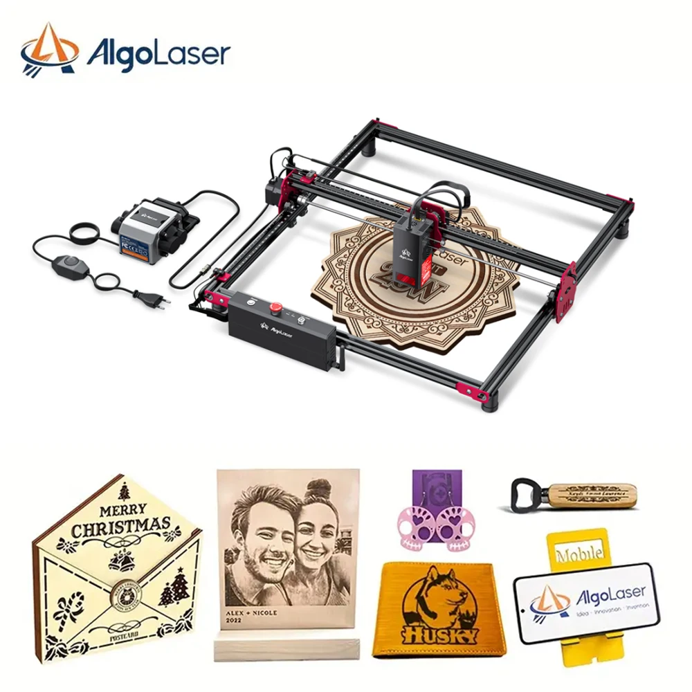 AlgoLaser DIY KIT 20W Laser Engraver Cutter Laser Engraving Machine For Personalized Gifts Business Cards Woodworks+Air Pump 30L