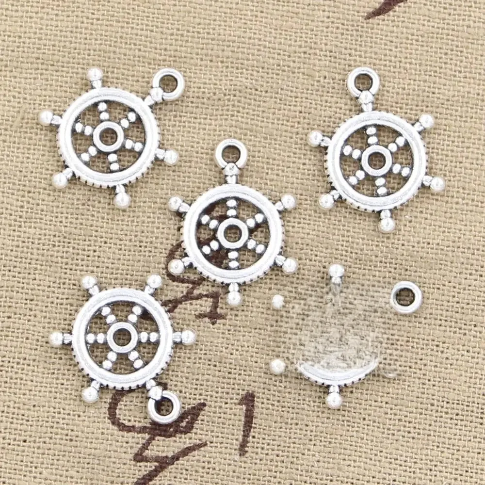 30 sztuk Charms statków steru steru koła 20x15mm antyczny brąz srebrny kolor Plated wisiorki dokonywanie DIY Handmade tybetański biżuteria — zdjęcie 2