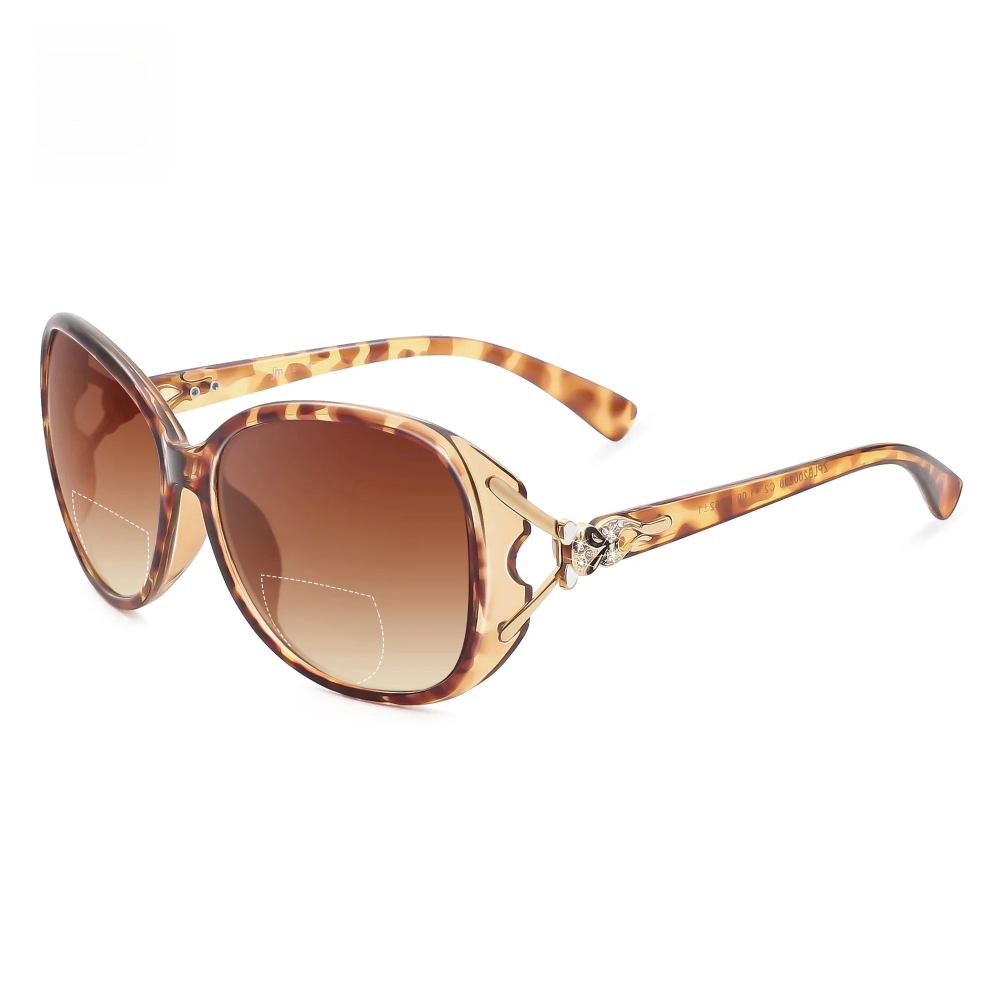 JM grandes lunettes de soleil de lecture bifocales rondes pour femmes Vintage surdimensionné dame lunettes de lecture UV400