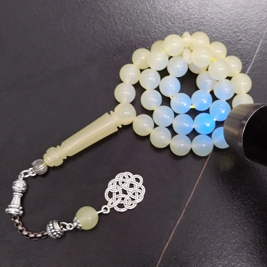 

Tasbih Solar ultraviolet change color yellow resin Muslim man bracelet 33 Rosary prayer beads arabic accessories islamic Misbaha