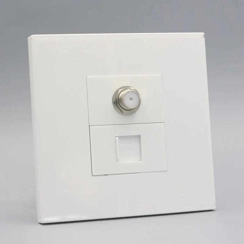 F Head telewizja cyfrowa + Panel ścienny CAT5E RJ45 LAN Panel ścienny do wtyczki telewizji internetowej — zdjęcie 2