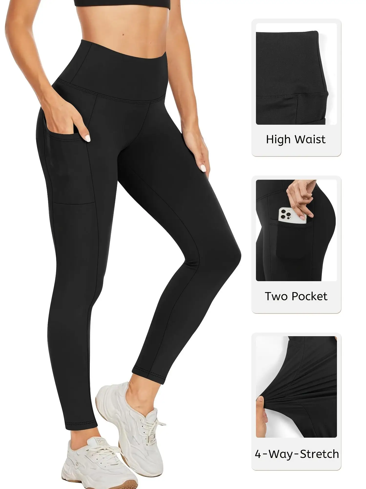 

Женские черные леггинсы для йоги с высокой талией, эластичные компрессионные, мягкие дышащие, для тренировок в тренажерном зале, бега, пилатеса