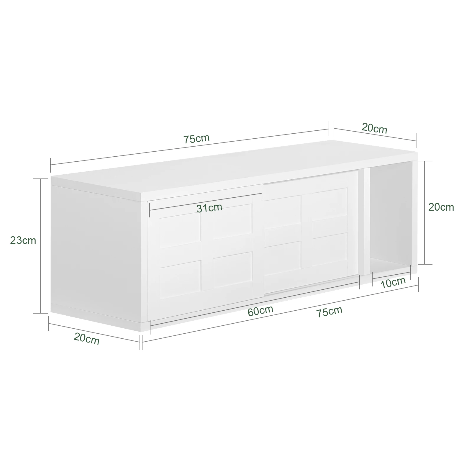 SoBuy FHK18-W Wandgarderobe mit Schiebetüren und Fach Flurgarderobe Wandregal Hängeregal Garderobe weiß BHT ca.: 75x23x20cm – Detail 1