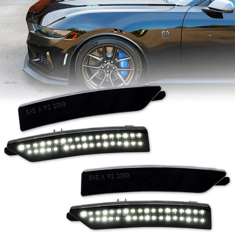 Fender Side Marker Reflectors Lights For 2024 2025 Ford Mustang Gen7/S650,Assembly Front & Rear Side Bumper Marker Lights