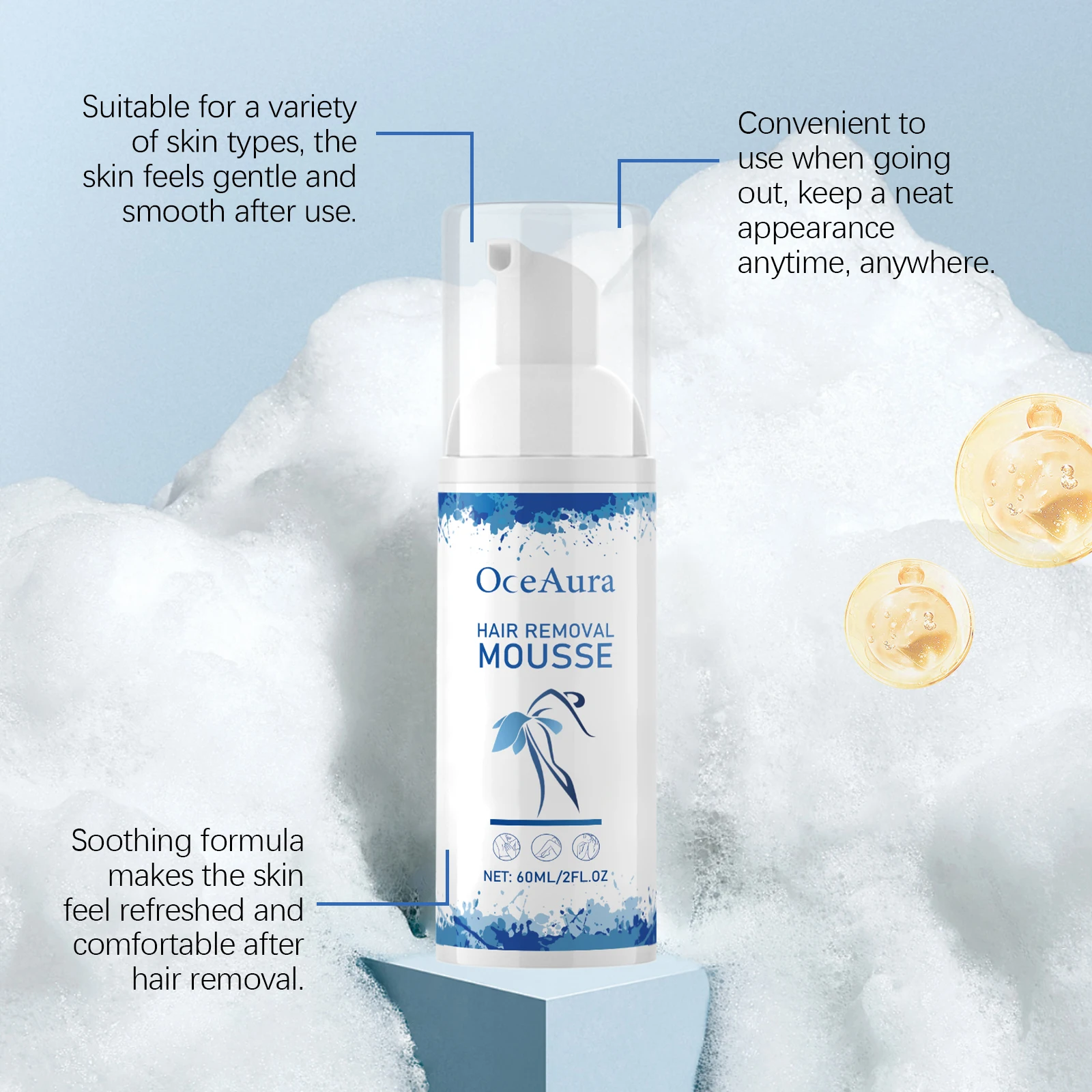 Oceaura إزالة الشعر موس لطيف إزالة الشعر غير مزعجة المسام يتقلص تحسين النعومة ترطيب مزيل الشعر موس #3