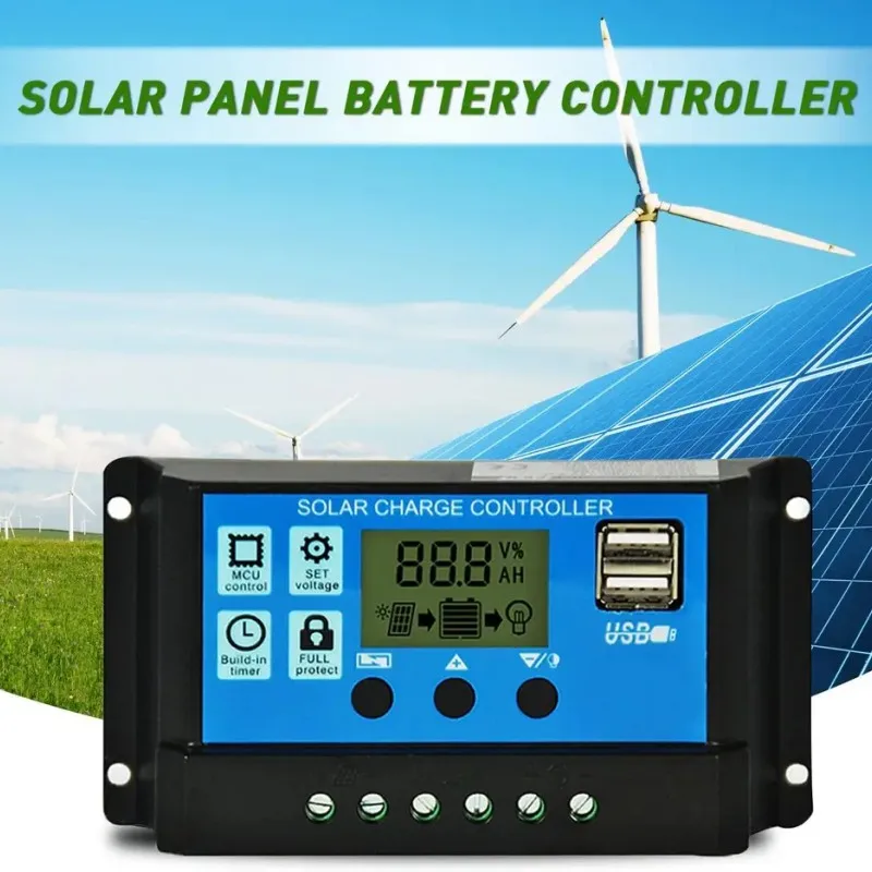 PWM 30A 20A 10A Solar Charge and Discharge Controller 12V 24V Auto LCD Solar Regulator with Dual USB 5V High Quality