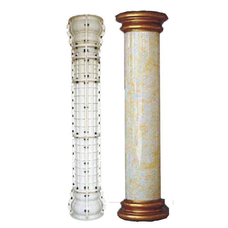 30cm 11.81in Glossy Pillar ABS Plastic Durable Round Concrete Pedestal Column Mold with Beak, Leaves &Plain Embossing