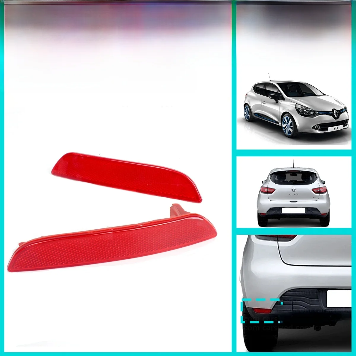 Réflecteur de pare-chocs pour Renault Clio MK4, feu arrière, feu stop, clignotant, accessoires de voiture, 2012-2018, 2013, 2014, L R