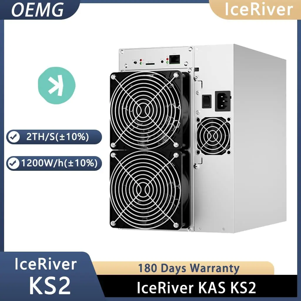 

ORIGINAL IceRiver KS2 2T/s 1200W KAS Miner Kaspa Mining Machine KAS Asic Mining Crypto Miner Include Power Supply