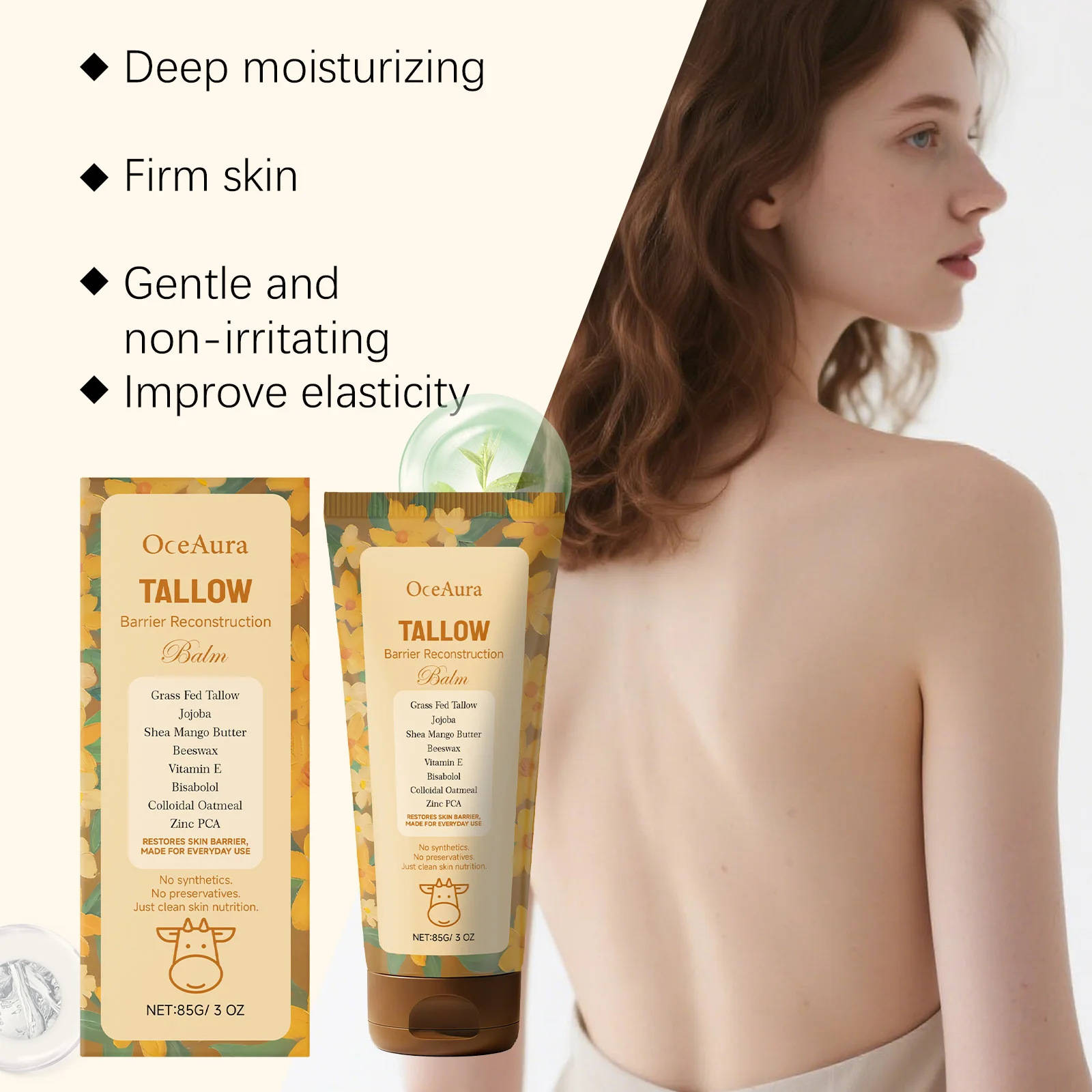 Oceaura Body Tallow Balm Gentle Moisturizing Enhance Skin Elasticity Reduce Dryness Smoothing Strengthen Barrier Body Lotion