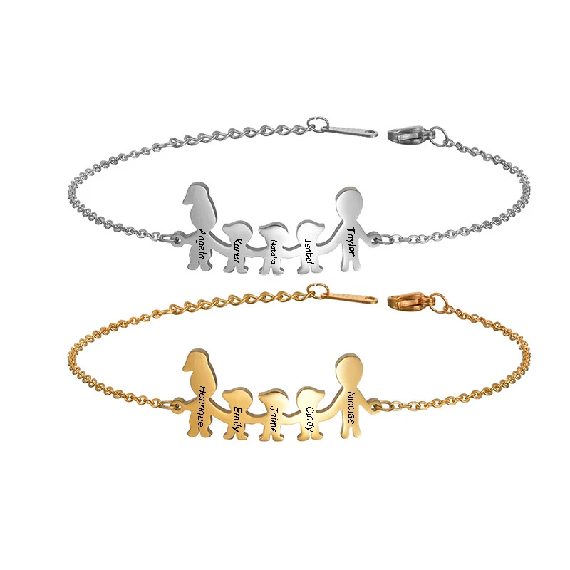 

Браслет из нержавеющей стали, с именами на заказ, серебристый, золотистый