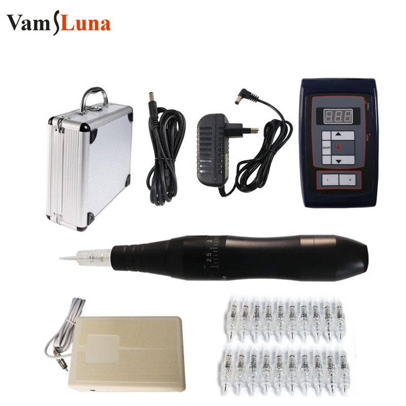 

Black Tattoo Machine Kit Complete Rotary Professional Accessories With Ink For Permanent Makeup Machine Micropigmentation Tools