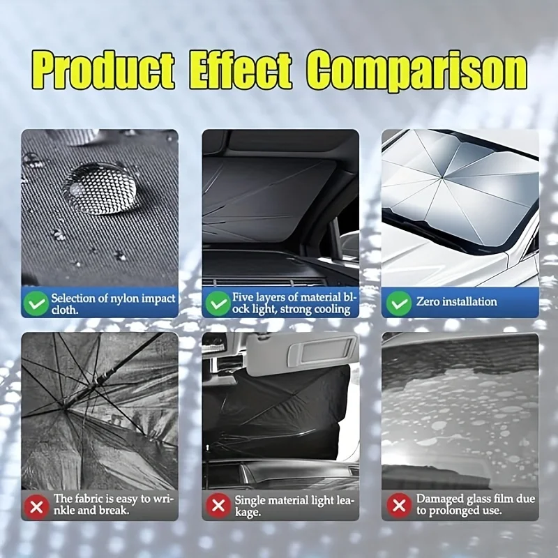 غطاء شمس قابل للطي للزجاج الأمامي للسيارة ، مظلة ، ظلال نافذة السيارة ، حجب الحرارة وأشعة فوق البنفسجية واقي شمس