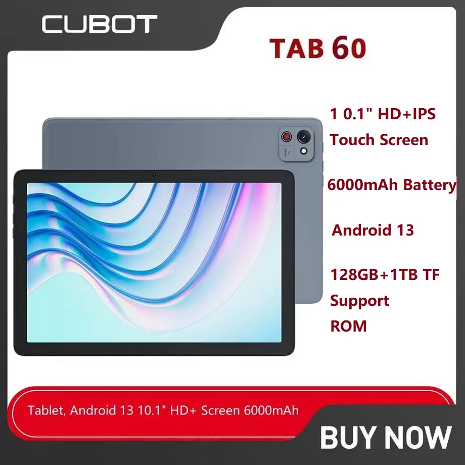 

2024 Cubot TAB 60 Tablet, Android 13, Octa-Core, 8GB RAM(4GB+4GB), 128GB ROM, 10.1" HD+ Screen 6000mAh GPS OTG Wifi Tablets Pad