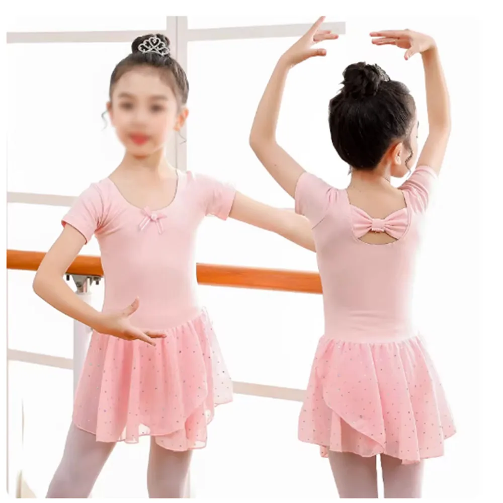 

Хлопковое балетное трико с короткими или длинными рукавами для девочек, блестящее платье-пачка из тюля, балетное платье для танцев, От 3 до 10 лет, розничная продажа, оптовая продажа