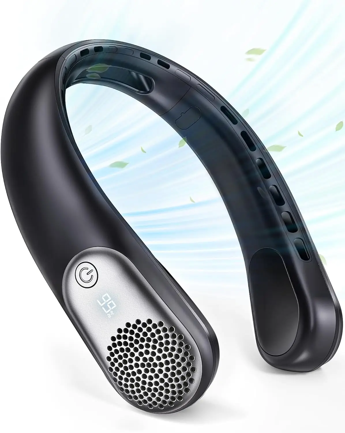 

Портативный вентилятор для шеи с LED-дисплеем, USB-зарядкой, 360° вращение ° Охлаждающий персональный вентилятор без лопастей, 4000 мАч, 3 регулируемые скорости, портативный вентилятор