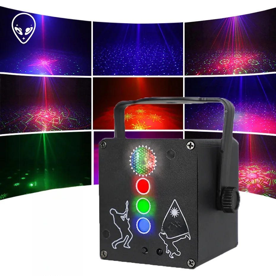 ALIEN Mini DJ Disco RGB projecteur de lumière Laser USB Rechargeable LED effet d'éclairage de scène fête vacances mariage lampe de noël
