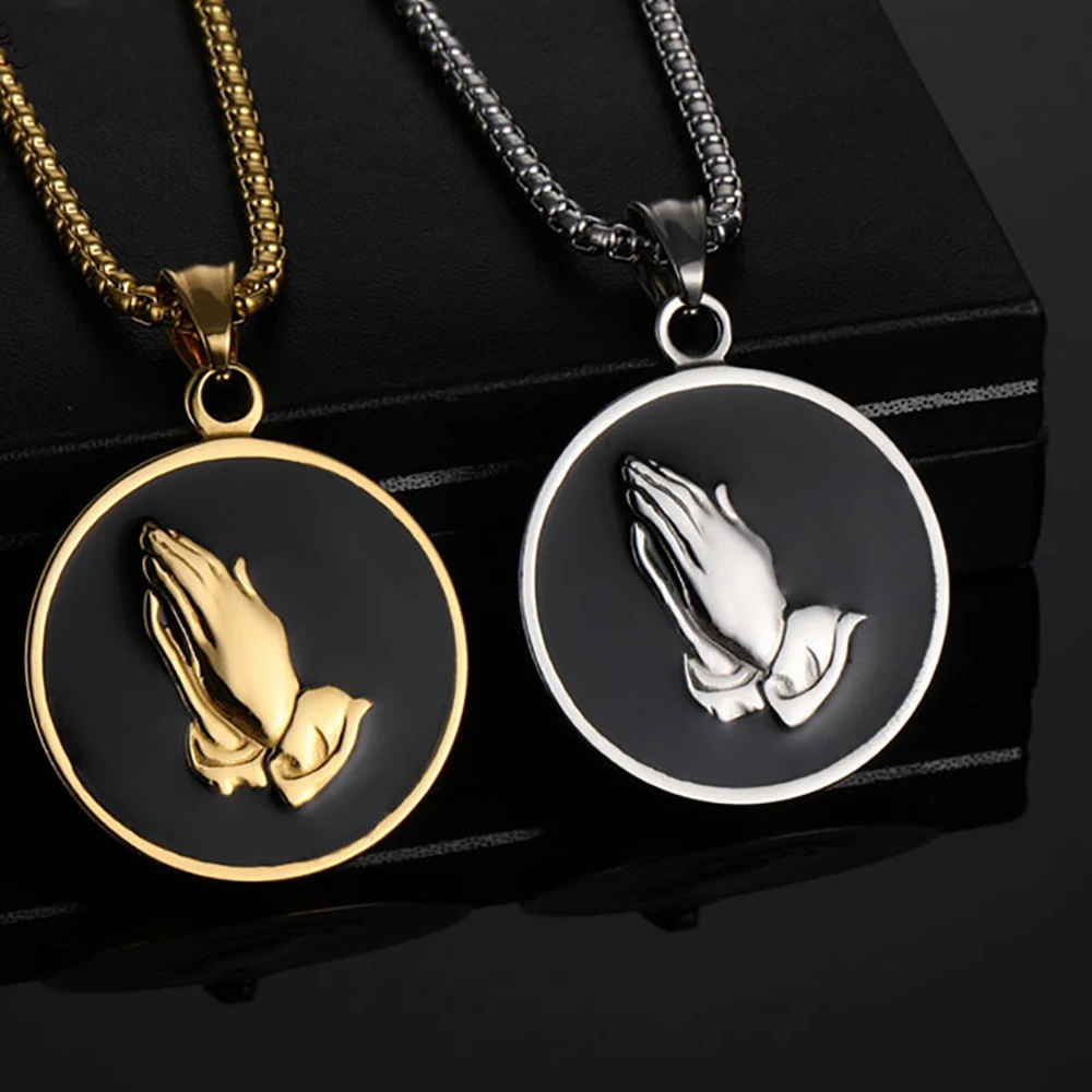 

Men's Fashionable pendant palm accessory men's sweater chain with 3mm Rope chain Golden Silvery Optional