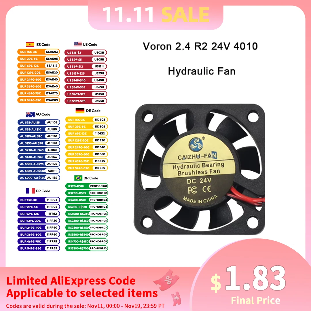FYSETC 4010/6020 الهيدروليكية العادم مروحة التبريد مروحة 40*10 مللي متر 60*20 مللي متر تيار مستمر 24 فولت مع 2 دبوس ل Voron 2.4 R2 ثلاثية الأبعاد أجزاء الطابعة #1