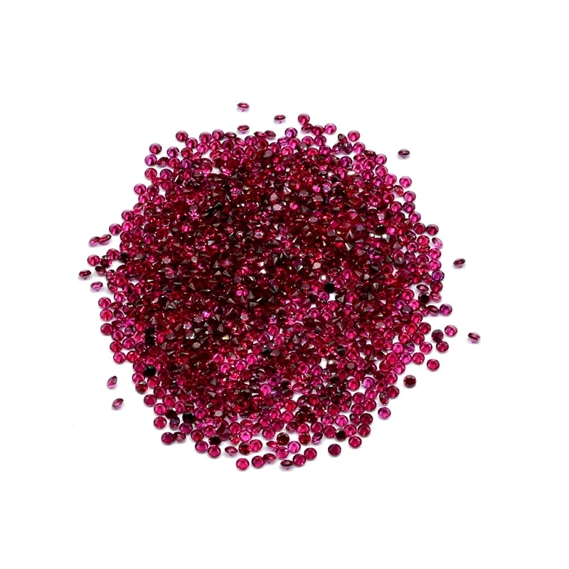 0,8 mm do 2 mm 8 #   Czerwony rubin laboratoryjny, okrągły kształt, luźny kamień szlachetny korund, 500 sztuk w woreczku. — zdjęcie 2