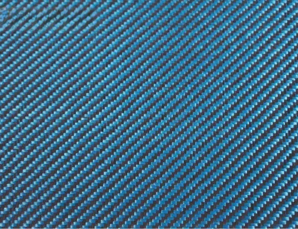 Tkanina hybrydowa z włókna węglowego i aramidowego, niebieska, o gramaturze 190 g/m², o splocie diagonalnym (twill), do produktów sportowych, nowe materiały, tkanina z włókna węglowego 3K, włókno aramidowe. — zdjęcie 2