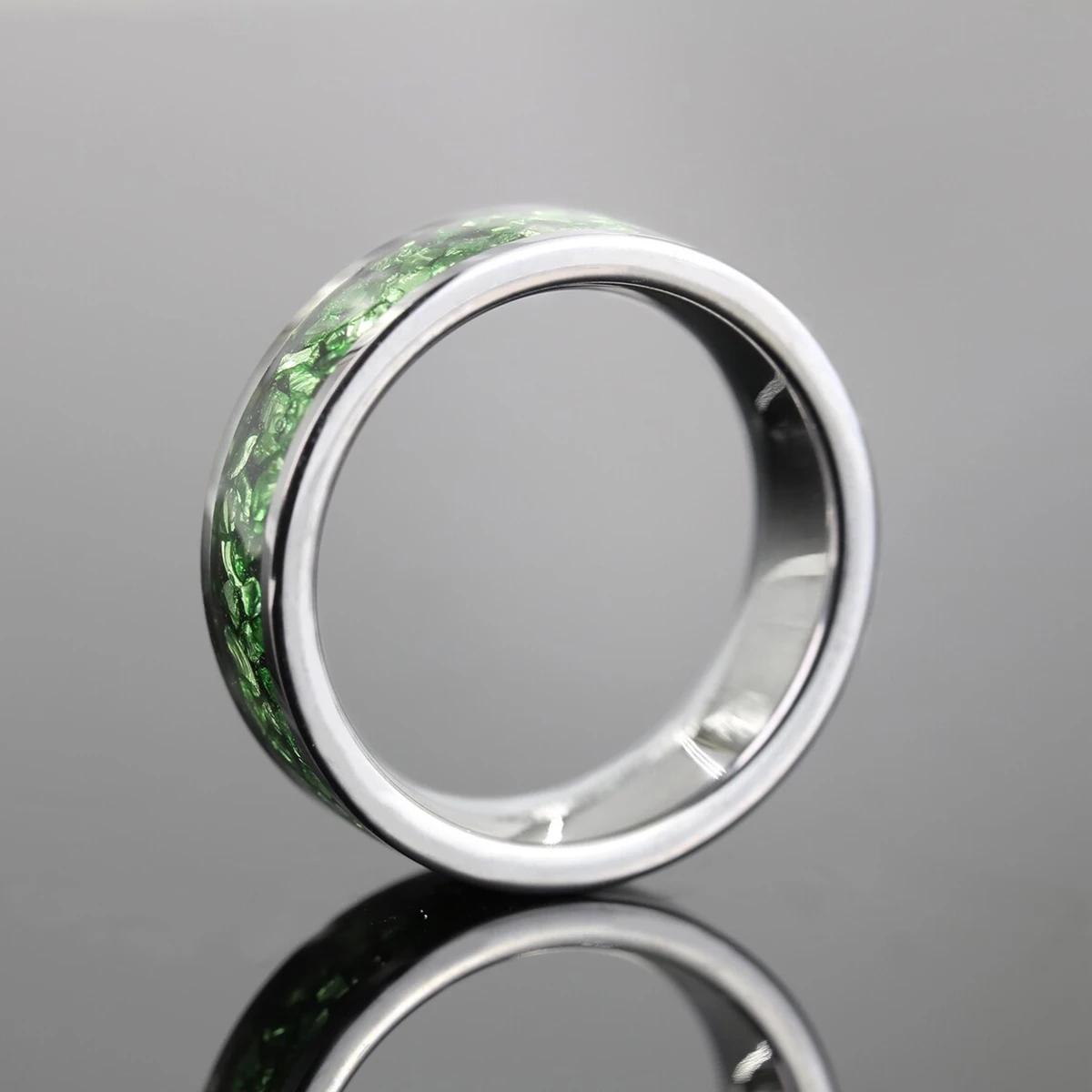 6MM Grüner Kristall-Wolframring für Herren, Anillos Bague Homme, Verlobungsring, Modeschmuck, Eheringe, Verlobungsringe – Detail 7