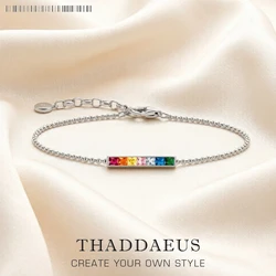 Colourful Stones Delicate Bracelet Link Chain 925 Sterling Silver Bohemia Jewelry Europe Women Gift